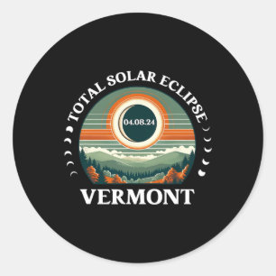 Vermont Eclipse 4.08.24 America Total Solar Eclips Classic Round Sticker