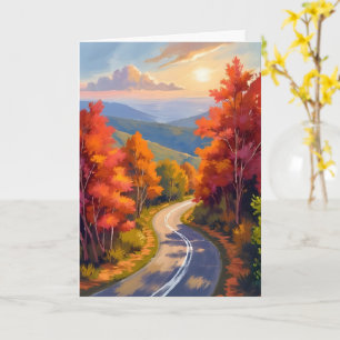 Vermont Fall Foliage Watercolor Landscape Card