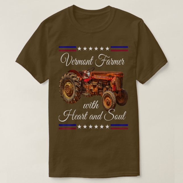 Vermont Farmer Retro  T-Shirt (Design Front)