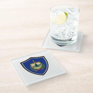 Vermont flag glass coaster