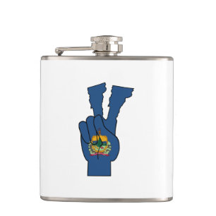 Vermont Flag Peace Sign Hip Flask