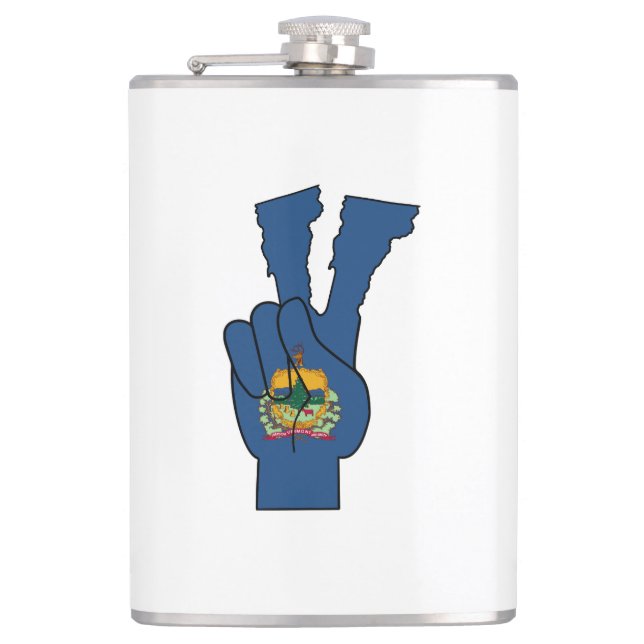 Vermont Flag Peace Sign Hip Flask (Front)