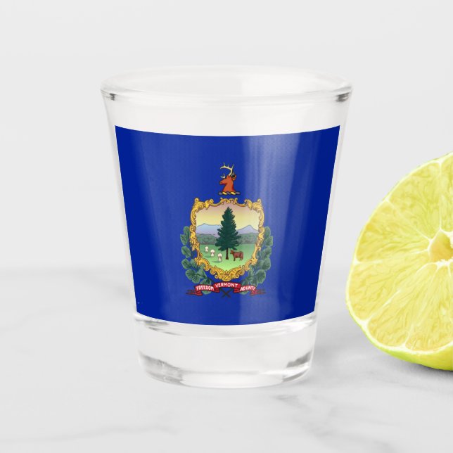 Vermont flag  shot glass (Front)