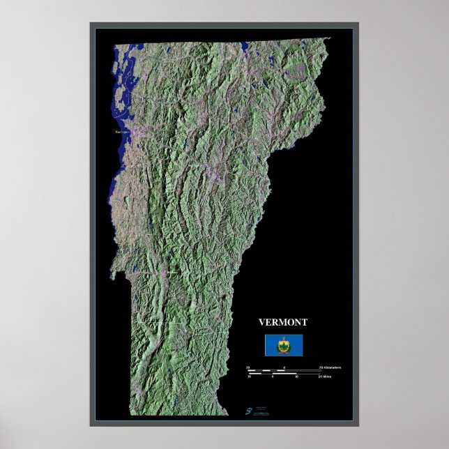 Vermont from space satellite poster (Front)