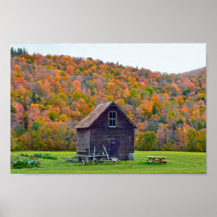 Vermont Garden Shed in Autumn Poster