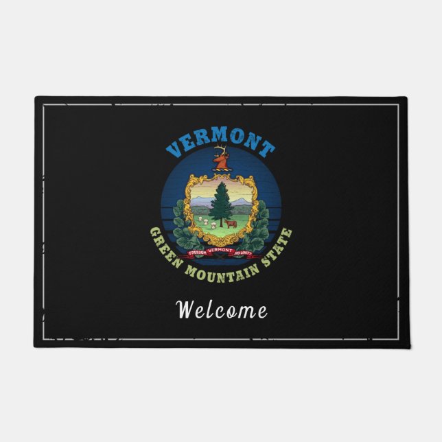 VERMONT GREEN MOUNTAIN STATE FLAG  DOORMAT (Front)