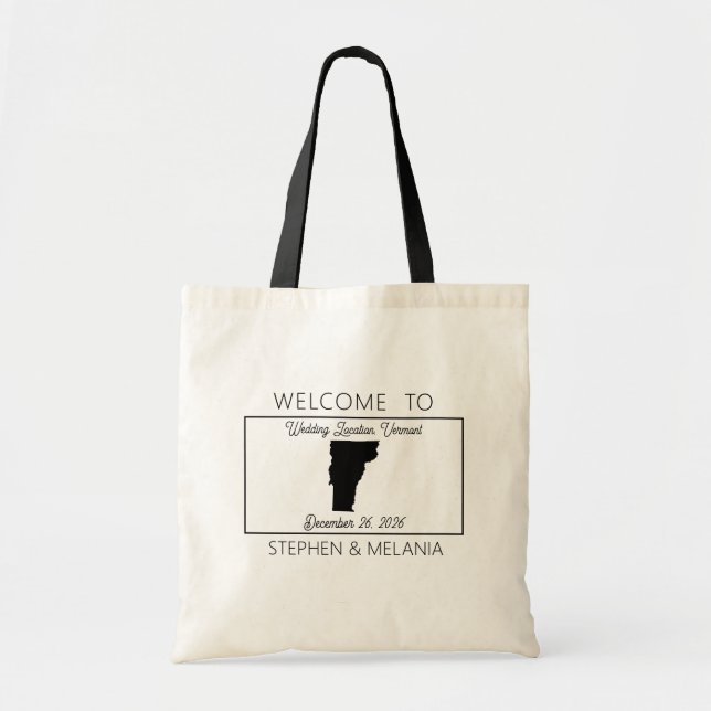 Vermont Guests Welcome Wedding Tote Bag (Front)
