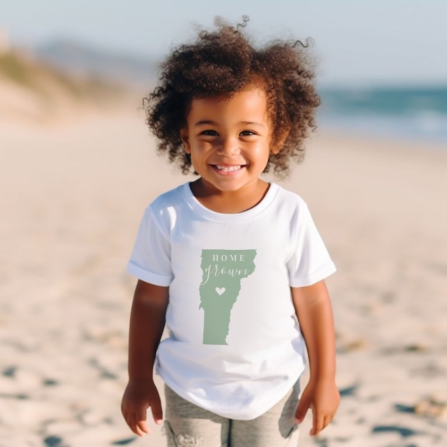 Vermont Home Grown | Editable Colours State Map Baby T-Shirt (Creator Uploaded)