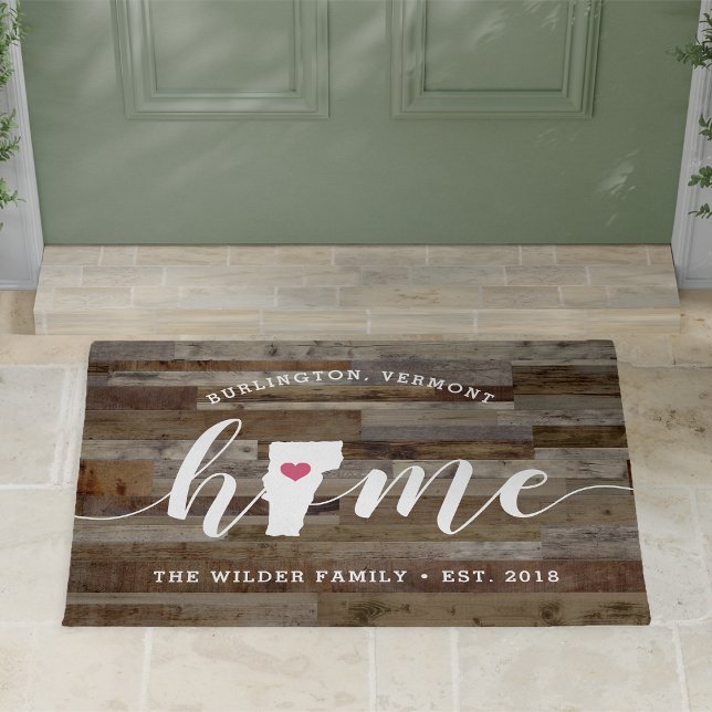 Vermont Home State Personalised Wood Look Doormat (Creator Uploaded)