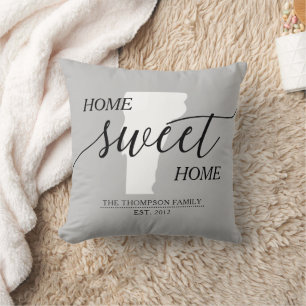 Vermont Home Sweet Home State Family Name Cushion