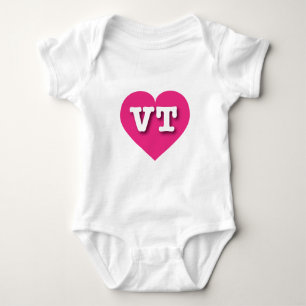 Vermont Hot Pink Heart - I love VT Baby Bodysuit