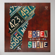 Vermont License Plate Map Print