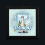 Vermont Lighthouse custom name Gift Box<br><div class="desc">Vermont Lighthouse custom name gift box by ArtMuvz Illustration. Matching Lighthouse apparel, Light house t-shirts, Lighthouses gifts. Lighthouse t-shirt, nautical and birthday gifts, lighthouse collector apparel. Lighthouse gifts are a great way to show someone you care, especially if they love the ocean, the coast, or lighthouses themselves. Lighthouses are iconic...</div>