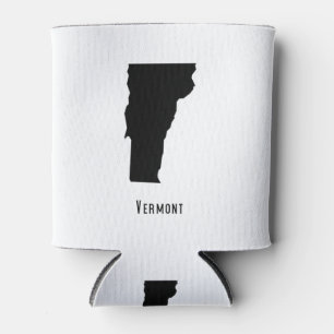 Vermont Map - Black and White Modern Vermont Map Can Cooler