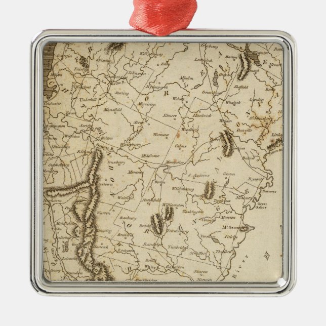 Vermont Map by Arrowsmith Metal Tree Decoration (Front)