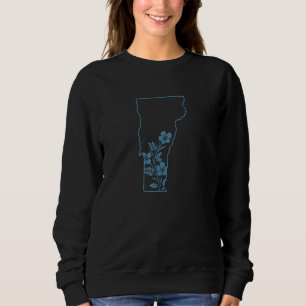Vermont Map Outline with Flowers USA America Sweatshirt