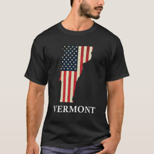 Vermont Map State American Flag 4th Of July Pride T-Shirt