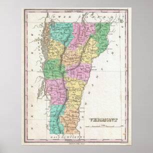 Vermont Map, vintage map, vintage poster