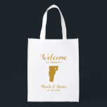 Vermont Map Wedding Welcome Bag, Gold Tote Bag<br><div class="desc">Wedding weekend welcome gift bag for out of town guests to your wedding,  featuring image of Vermont,  with heart you may place at the precise location. Fill tote with your favourite goodies.</div>