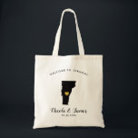 Vermont Map Wedding Welcome Bag Tote Black, Gold<br><div class="desc">Wedding weekend welcome gift bag for out of town guests to your wedding,  featuring image of Vermont,  with gold heart.  Fill tote with your favourite goodies.</div>