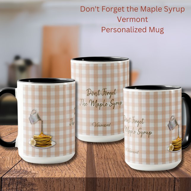 Vermont Maple Syrup Gingham Mug (Vermont Maple Syrup Personalized Mug)
