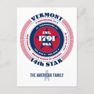 Vermont, Montpelier, VT, Patriotic, Monogram Postcard