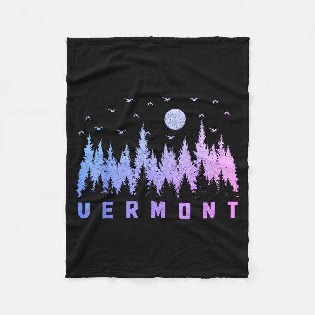 Vermont Pine Tree Nature Lover Forest Hiking Fleece Blanket (Front)