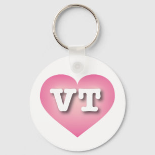 Vermont Pink Fade Heart - I love VT Key Ring