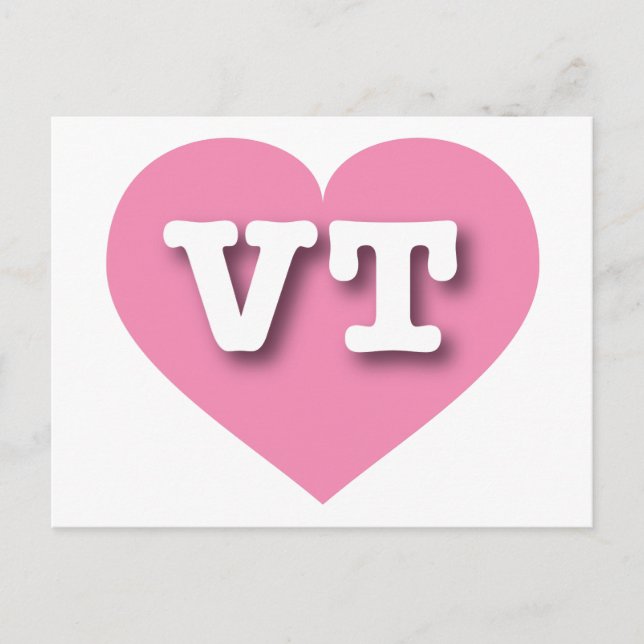 Vermont Pink Heart - I love VT Postcard (Front)