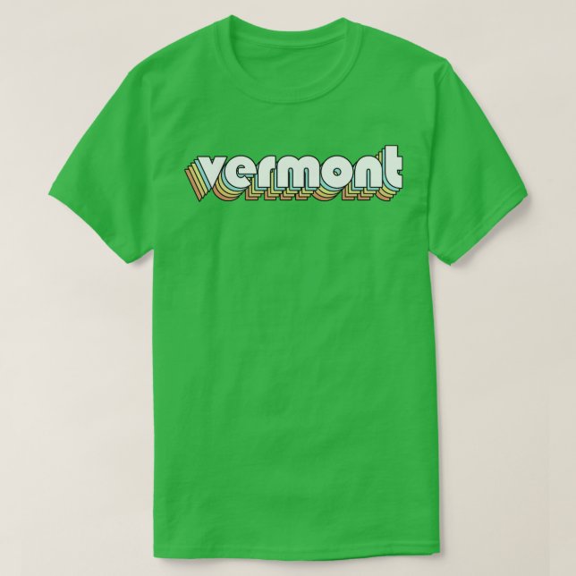 Vermont Retro Rainbow Typography Faded Style T-Shirt (Design Front)