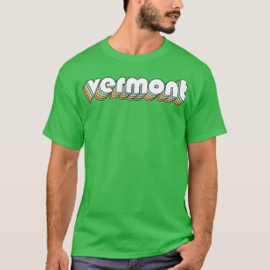 Vermont Retro Rainbow Typography Faded Style T-Shirt