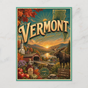 Vermont Retro Travel Souvenir Postcard