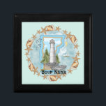 Vermont Shells Lighthouse custom name Gift Box<br><div class="desc">Vermont Shells Lighthouse custom name gift box by ArtMuvz Illustration. Matching watercolor lighthouse t shirt, apparel, nautical clothing, lighthouse collector apparel. Lighthouse gifts are a great way to show someone you care, especially if they love the ocean, the coast, or lighthouses themselves. Lighthouses are iconic symbols of hope, guidance, and...</div>