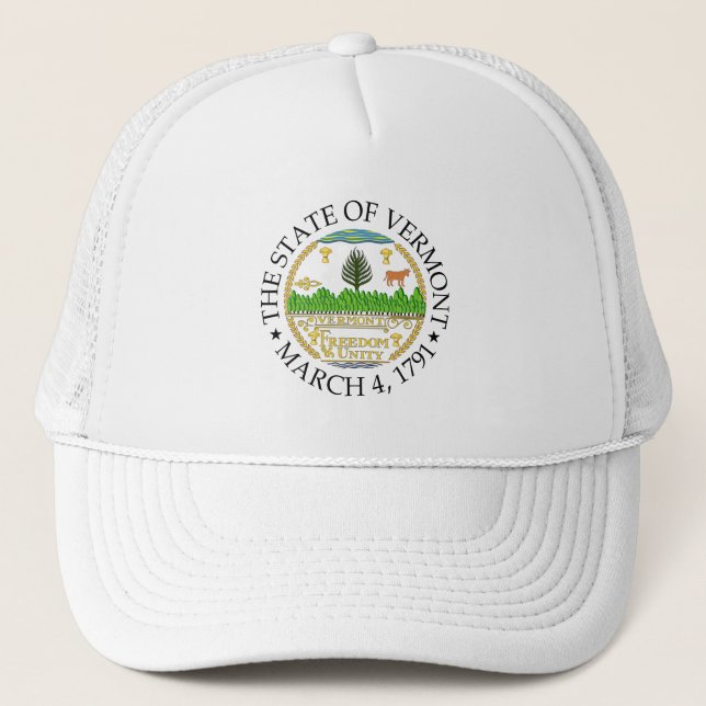 Vermont sign trucker hat (Front)