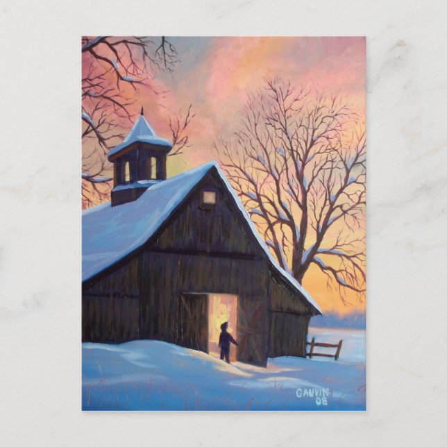 Vermont Snowy Barn Postcard (Front)