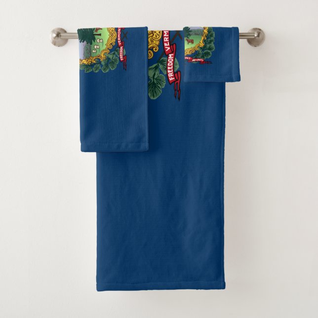 Vermont State Flag Bath Towel Set (Insitu)