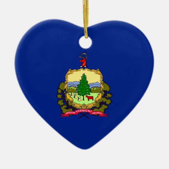Vermont State Flag Design Ceramic Tree Decoration (Front)
