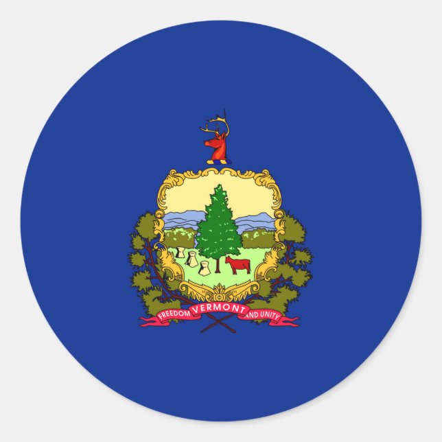Vermont State Flag Design Classic Round Sticker (Front)