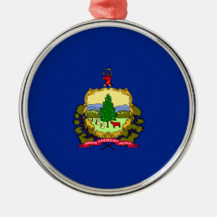 Vermont State Flag Design Metal Tree Decoration