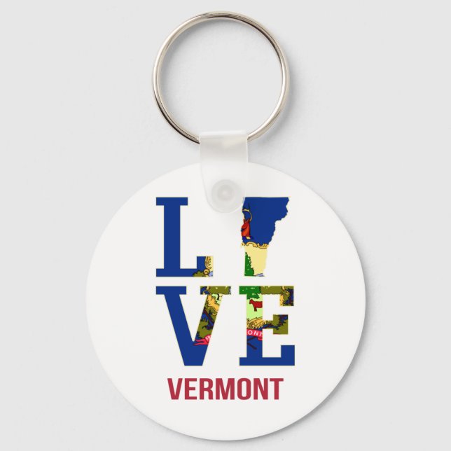 Vermont State Flag Love Key Ring (Front)
