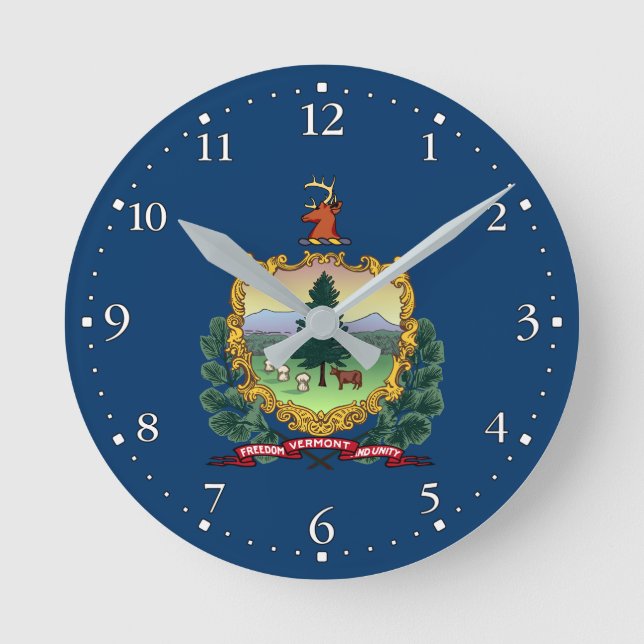 Vermont State Flag Round Clock (Front)