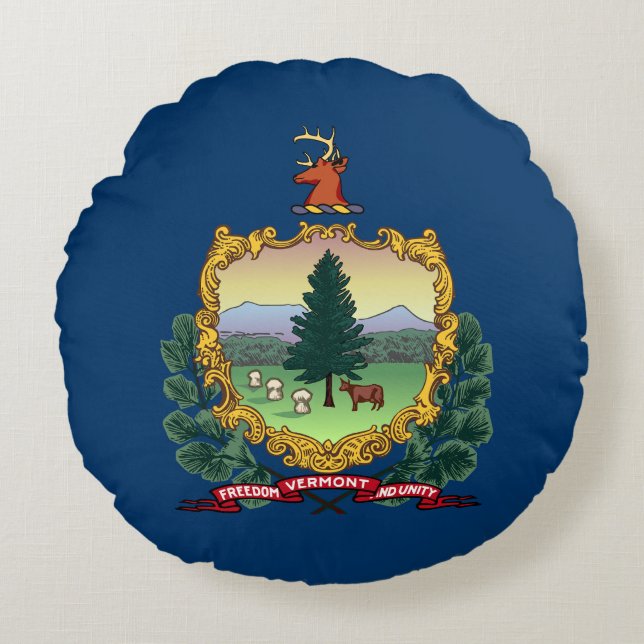 Vermont State Flag Round Cushion (Front)