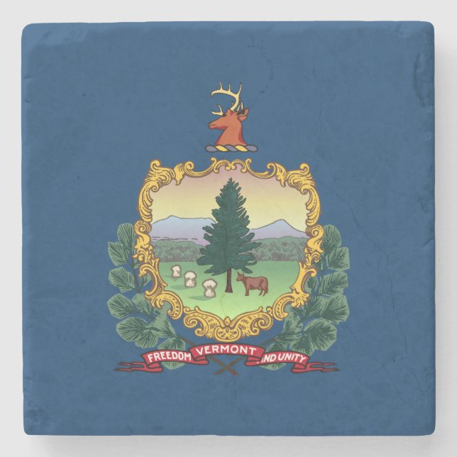 Vermont State Flag Stone Coaster (Front)