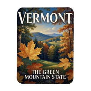 Vermont State Pride 🍁 Orange Autumn Leaves Magnet