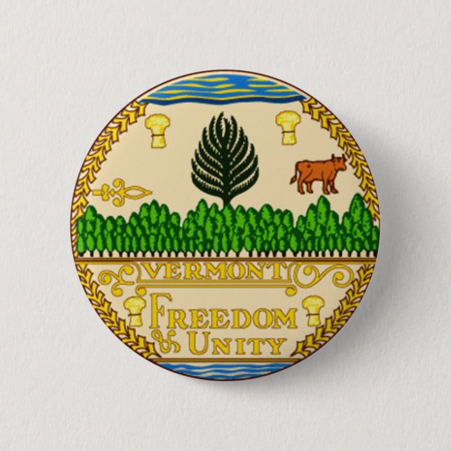 Vermont State Seal 6 Cm Round Badge (Front)