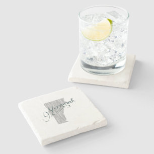 Vermont State Typography Stone Coaster