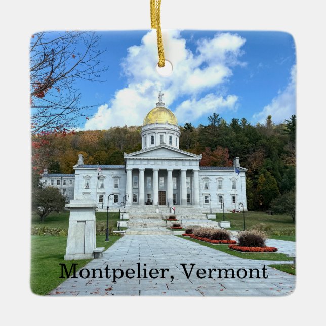 Vermont Statehouse Ceramic Ornament (Front)