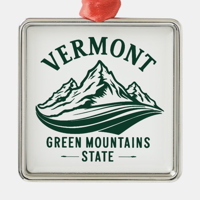 Vermont The Green Mountain State Metal Tree Decoration (Front)
