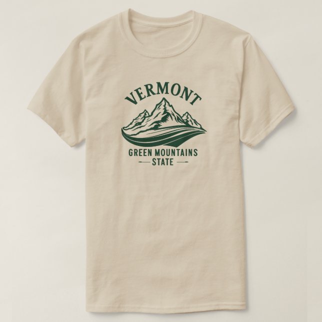Vermont The Green Mountain State T-Shirt (Design Front)