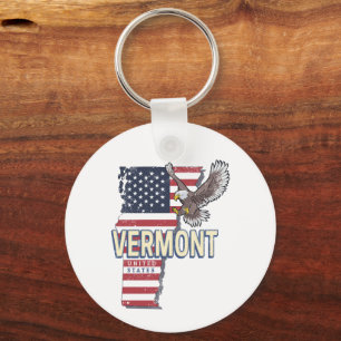 Vermont United States Retro State Map Vintage USA Key Ring